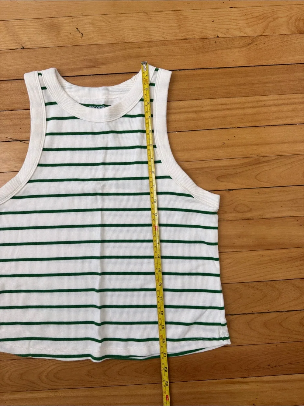 Old Navy White Knit Top with Green Stripes - Picture 4 of 4